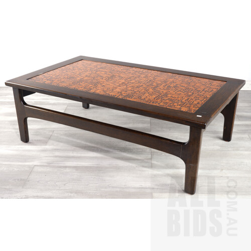 Vintage Danish Deluxe Coffee Table with Brutalist Copper Top Surface