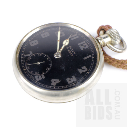 Rare Rolex G.S. MK II British Military Pocket Watch A2033, Circa 1940's