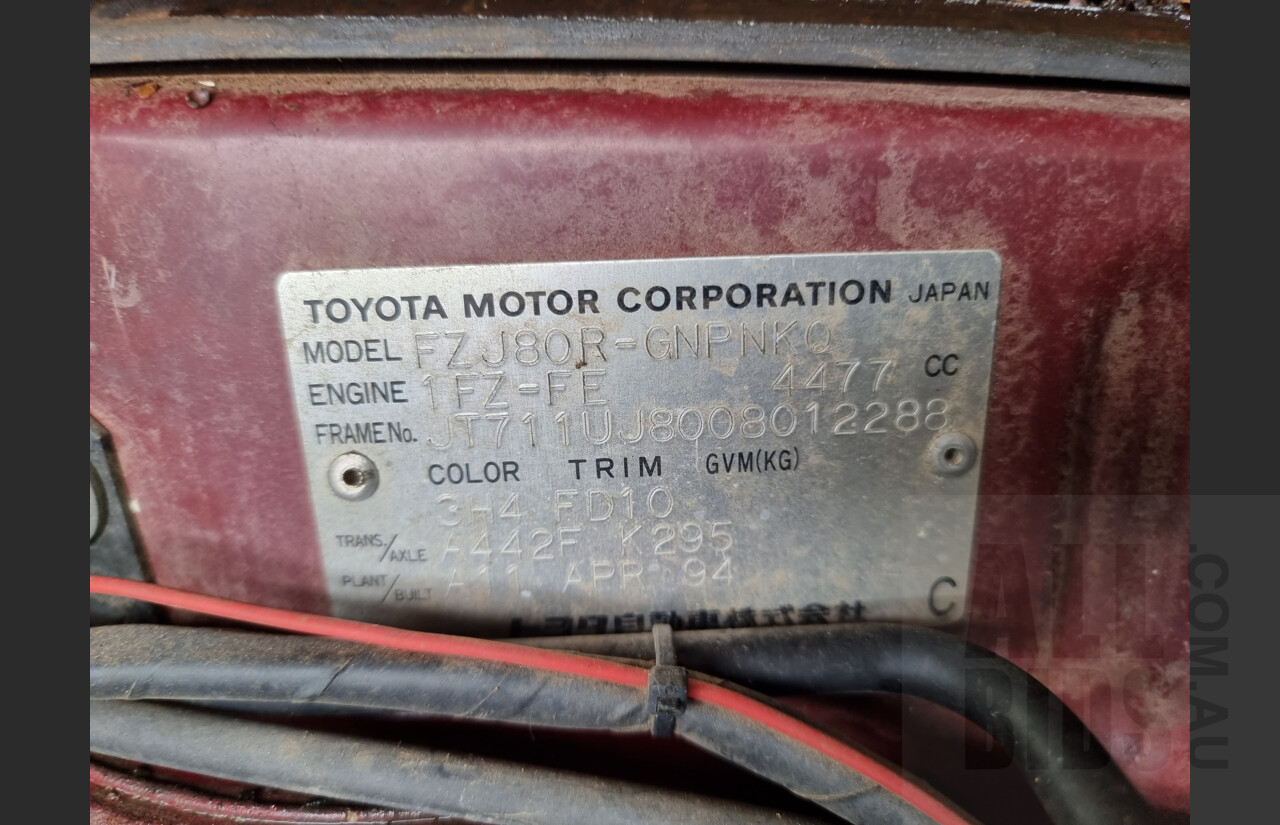 5/1994 Toyota Landcruiser (4x4) Extended Cab Trayback 4d Utility Maroon 4.5L - Project