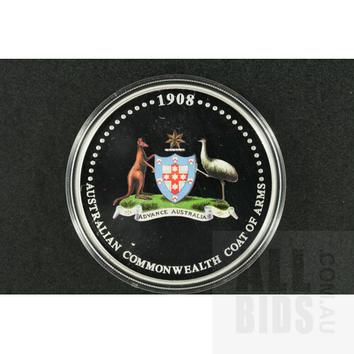 Australia Colourised 1oz Silver Proof Coin ? Australian Commonwealth Coat of Arms 1908-2008