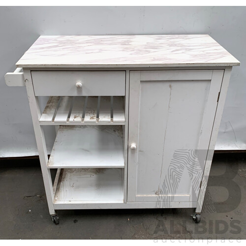 Cultured Marble top Wheeled Kitchen Trolley