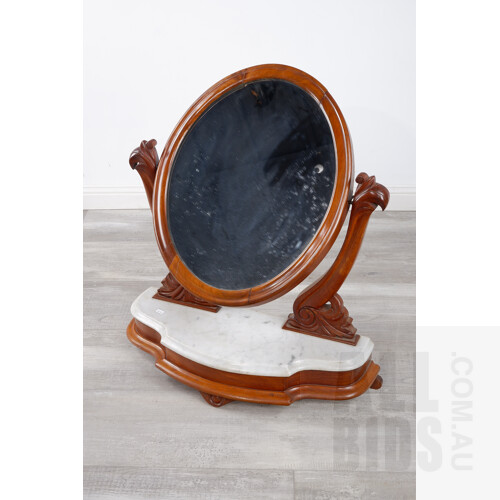Antique Mahogany and Marble Toilet Mirror
