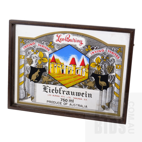 Vintage Leo Buring Liebfrauwein Mirrored Sign, 30 x 40 cm