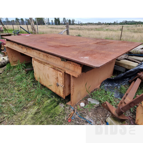 Very Large Custom I-Beam Welding Table with Cast Top