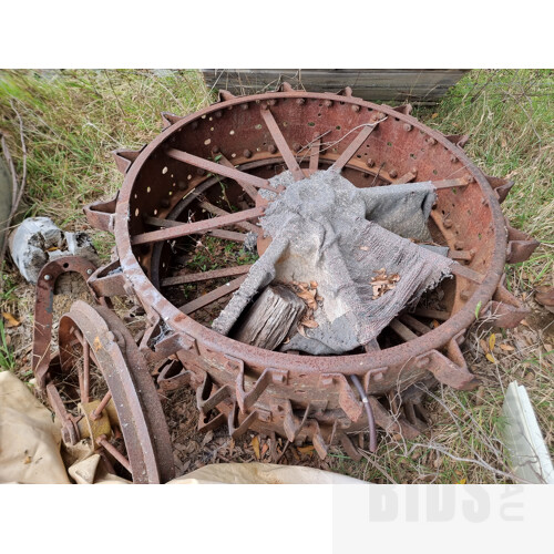 Pair of Vintage Tractor Wheels & Other Wheel