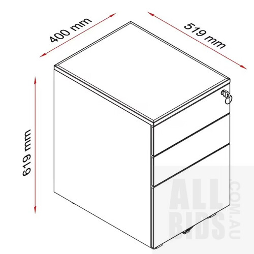 Stilford 3 Drawer Mobile Filing Pedestal White, ORP $229.