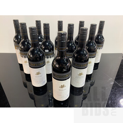 Assorted Taylor’s Estate Red Wines Including 2010 Clare Valley Cabernet Sauvignon, 2012 Clare Valley Cabernet Sauvignon, & 2009/2012 Merlot - Case of 12 x 750ml