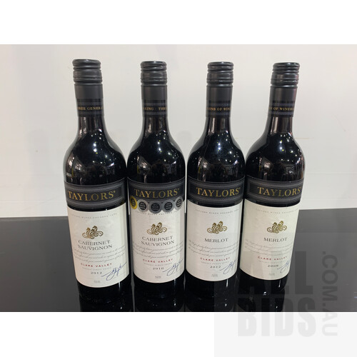 Assorted Taylor’s Estate Red Wines Including 2010 Clare Valley Cabernet Sauvignon, 2012 Clare Valley Cabernet Sauvignon, & 2009/2012 Merlot - Case of 12 x 750ml