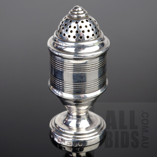 Good George IV Sterling Silver Pepper Pot with 1821 Coronation Hallmark, Sheffield, 56g