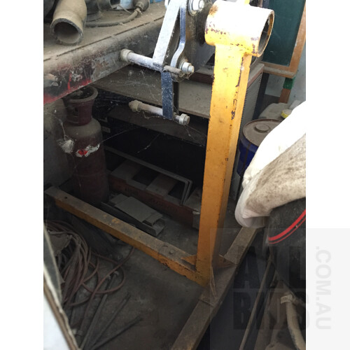 Heavy Duty Work Bench With Assorted Tools, Hardware and Car Parts