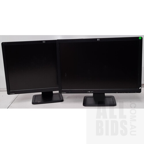 HP (LE2201W) 22 Inch Full HD (1080p) Widescreen LCD Monitor - Lot of Two