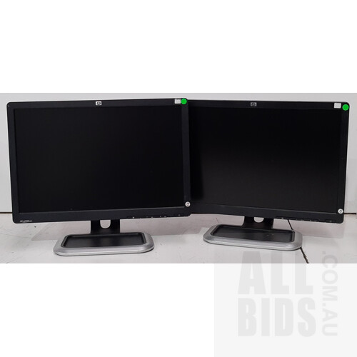 HP Compaq (LE1902X) 18.5 Inch (WXGA) Widescreen LED Backlit LCD Monitor - Lot of Two