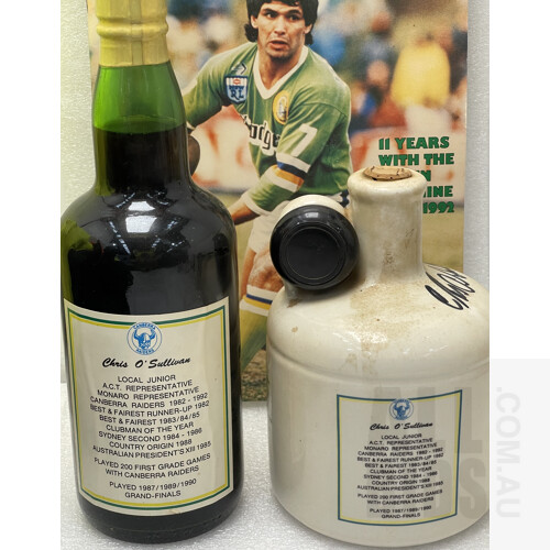 Canberra Raiders Personally Signed Chris O'Sullivan Commemorative Ports and Memorabilia