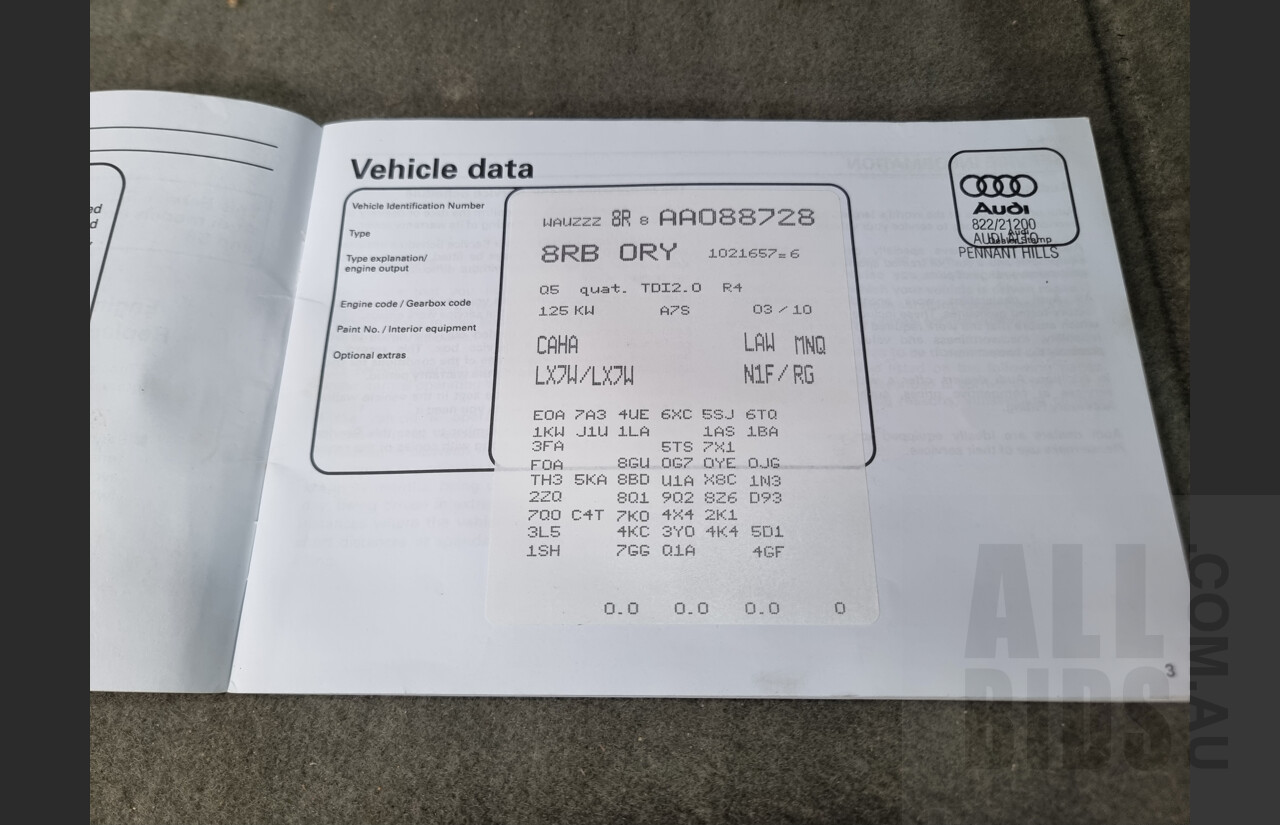5/2010 Audi Q5 2.0 TDI Quattro 8R MY10 4d Wagon Silver 2.0L Turbo Diesel