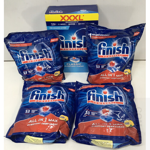 Assorted Dishwashing Tab's Include Finish Powerball  - Lot Of Five