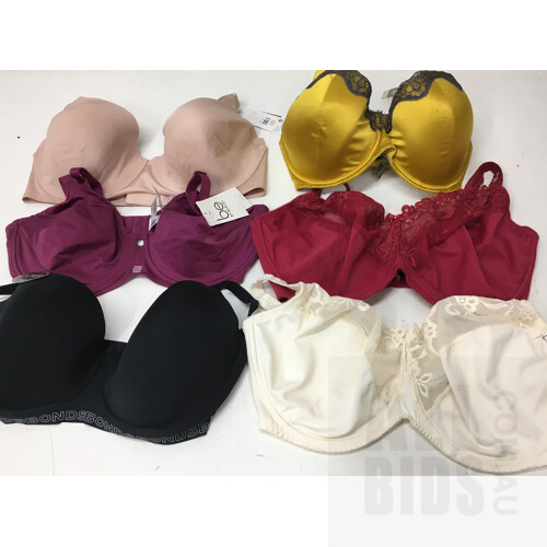 Assorted Women's Bra's Size 16F,12G,18G Brands Include Elle Macpherson, Berlei, Fayreforn And Bonds - Lot Of Six - ORP $250.00