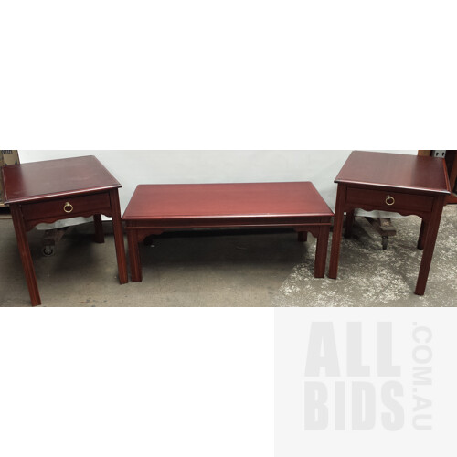 Drexel Heritage Coffee Table and Two Drexel Heritage Occasional Tables