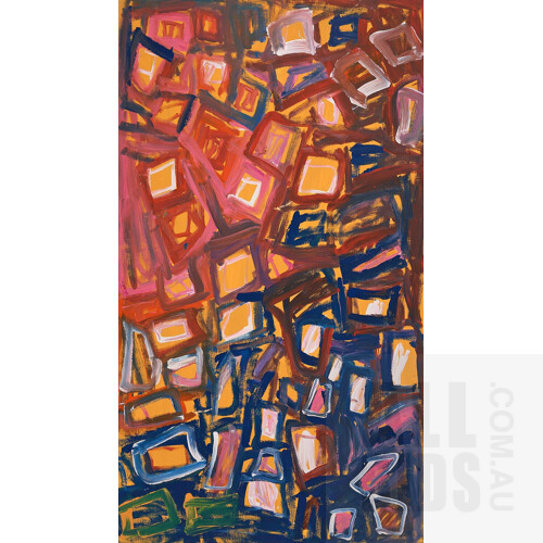 Bob Gibson Tjungurrayi (born 1974),Tingari, Acrylic on Canvas, 154 x 86 cm