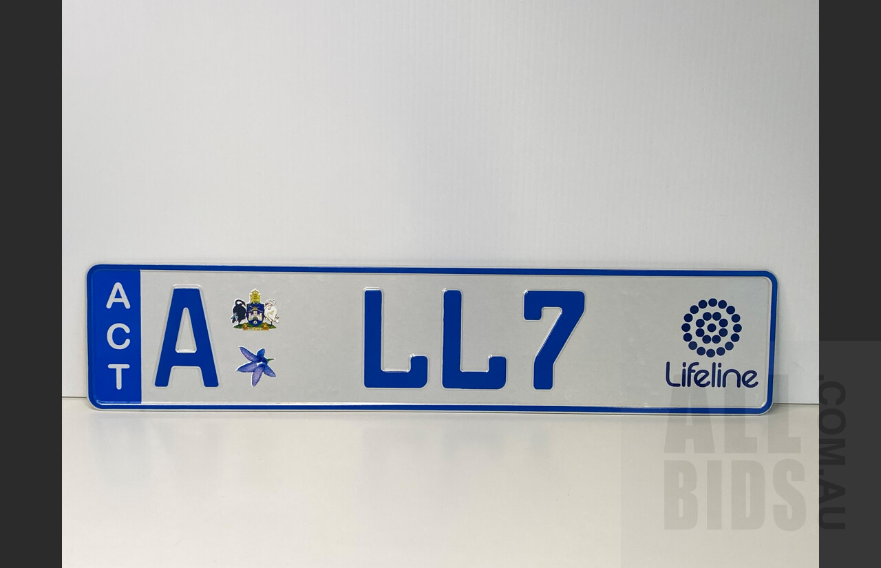 L10 - Custom Designed Lifeline ACT Number Plates A LL7