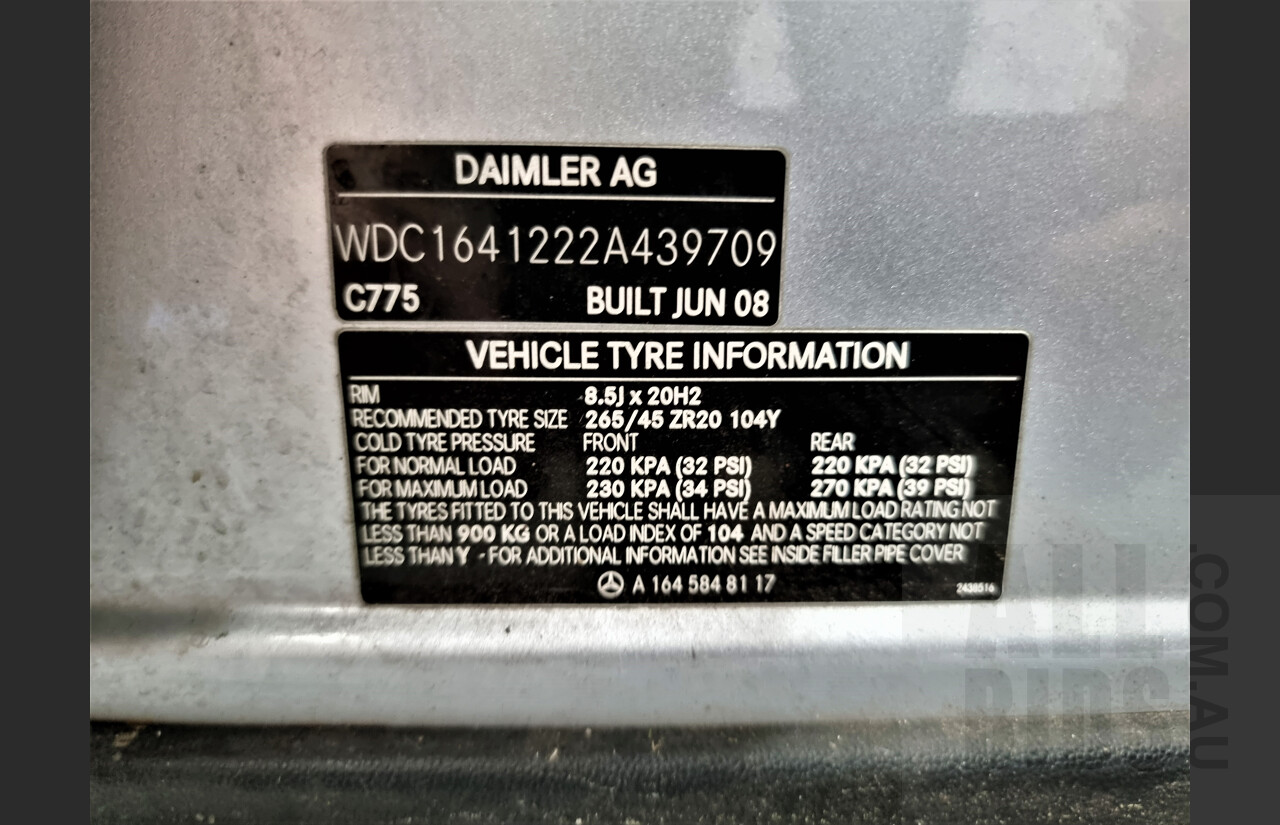 8/2008 Mercedes Benz ML320 CDI Edition 10 (4x4) W164 07 UPGRADE 4d Wagon Silver 3.0L Turbo Diesel
