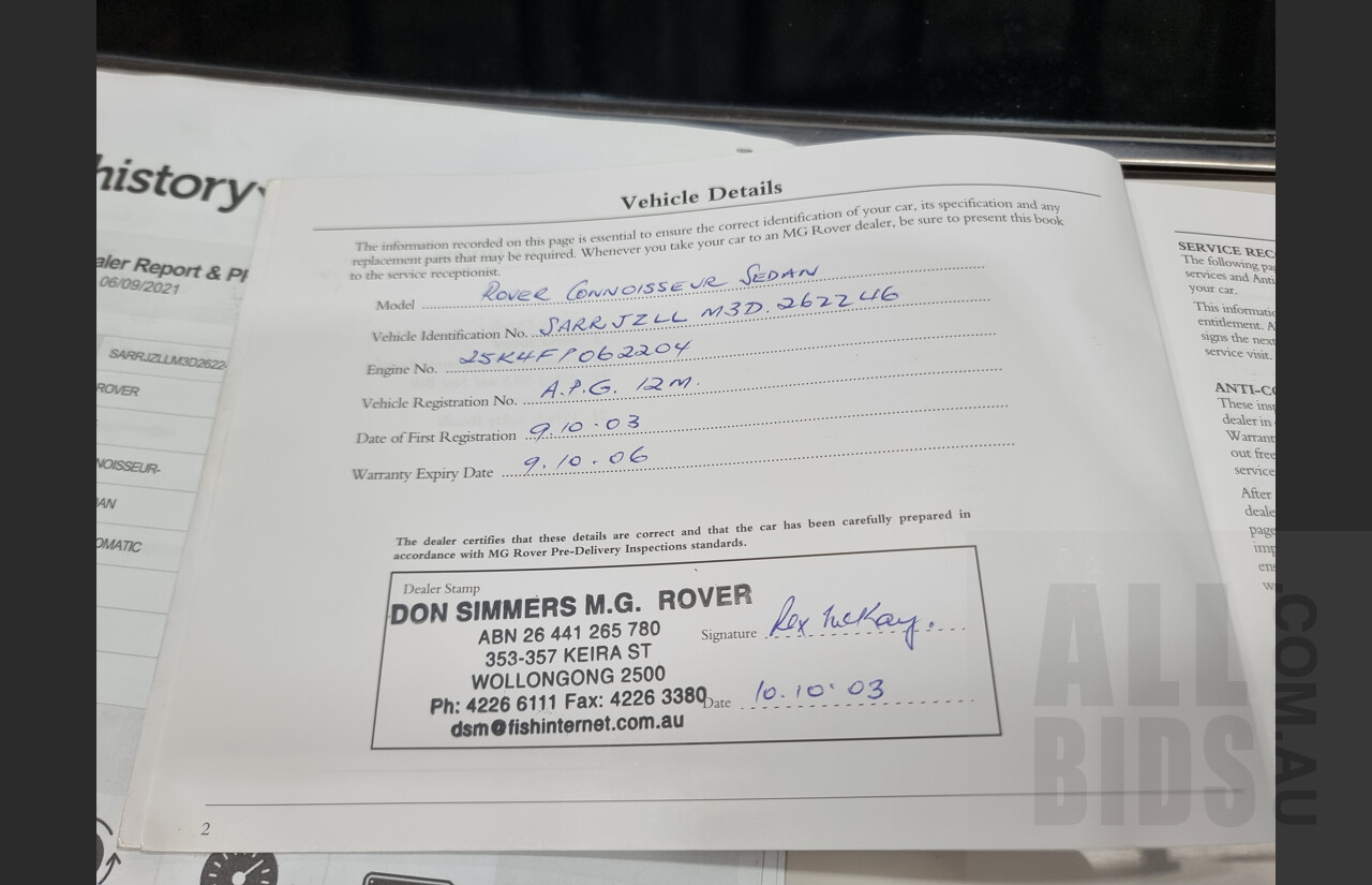 2/2003 Rover 75 Connoisseur SE 4d Sedan White 2.5L V6
