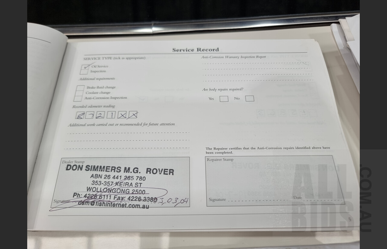 2/2003 Rover 75 Connoisseur SE 4d Sedan White 2.5L V6