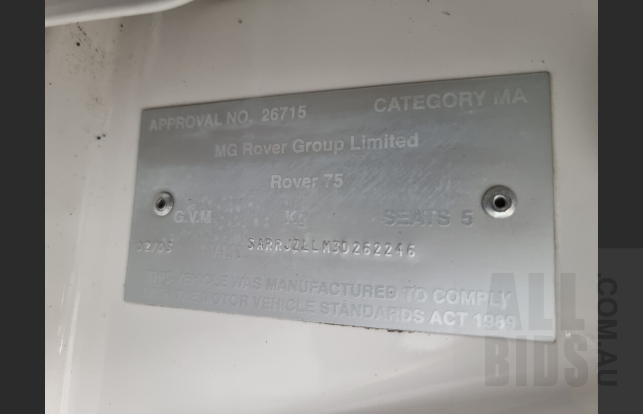 2/2003 Rover 75 Connoisseur SE 4d Sedan White 2.5L V6