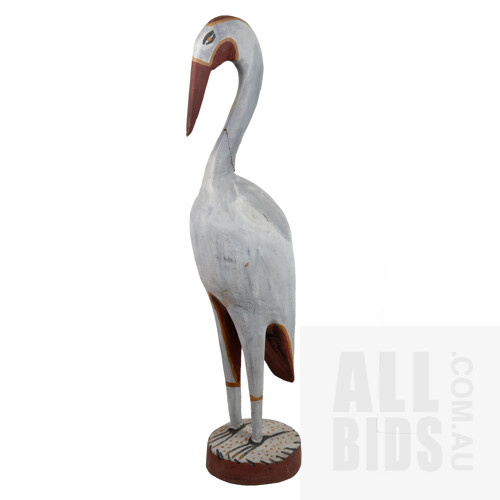 Tiwi Islands Jabiru Bird Carving, Hand Painted. Height: 97 cm