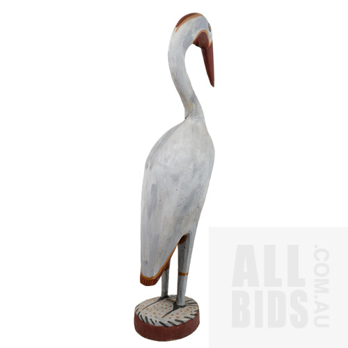 Tiwi Islands Jabiru Bird Carving, Hand Painted. Height: 97 cm