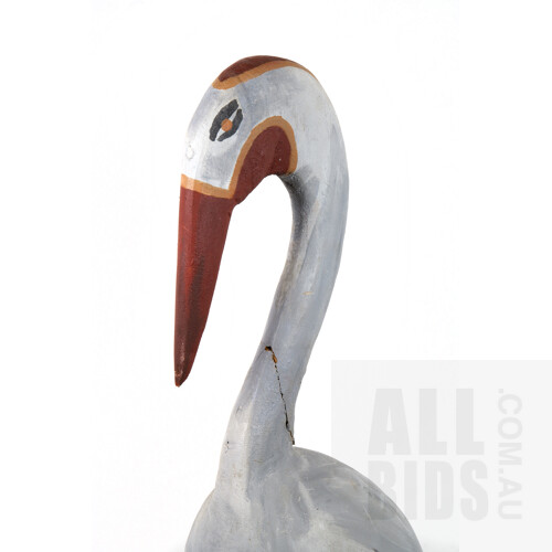 Tiwi Islands Jabiru Bird Carving, Hand Painted. Height: 97 cm