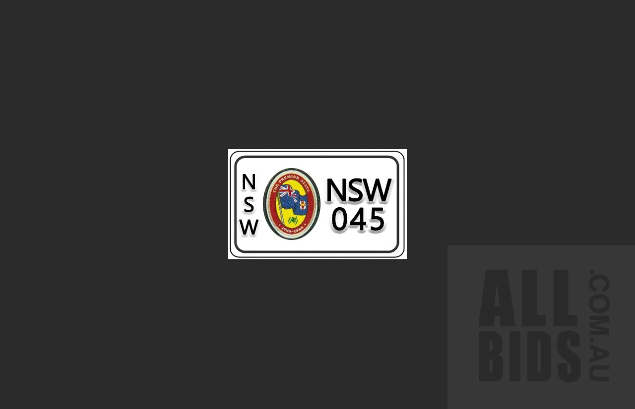 NSW Bicentennial Number Plate - NSW 045