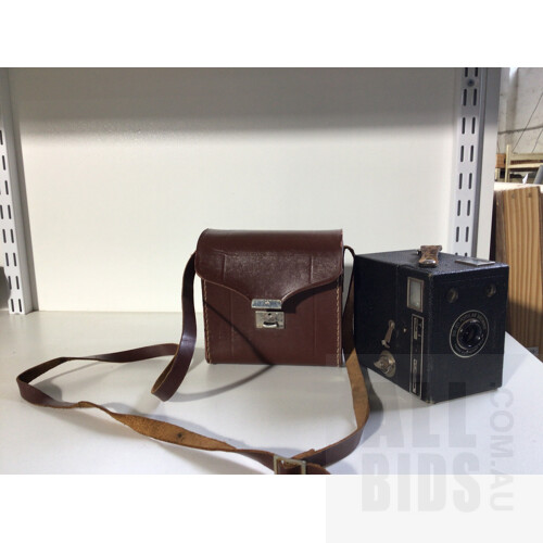 Vintage Box Brownie Camera in Leather Case