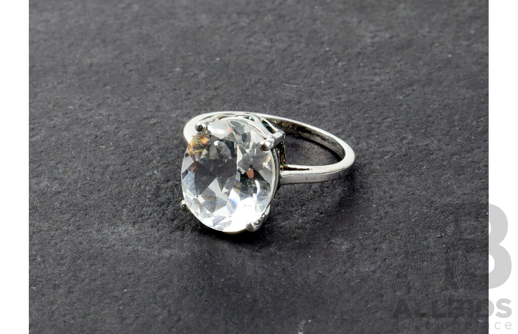 Sterling Silver White Topaz Ring, Size L, 2.97 Grams, 925
