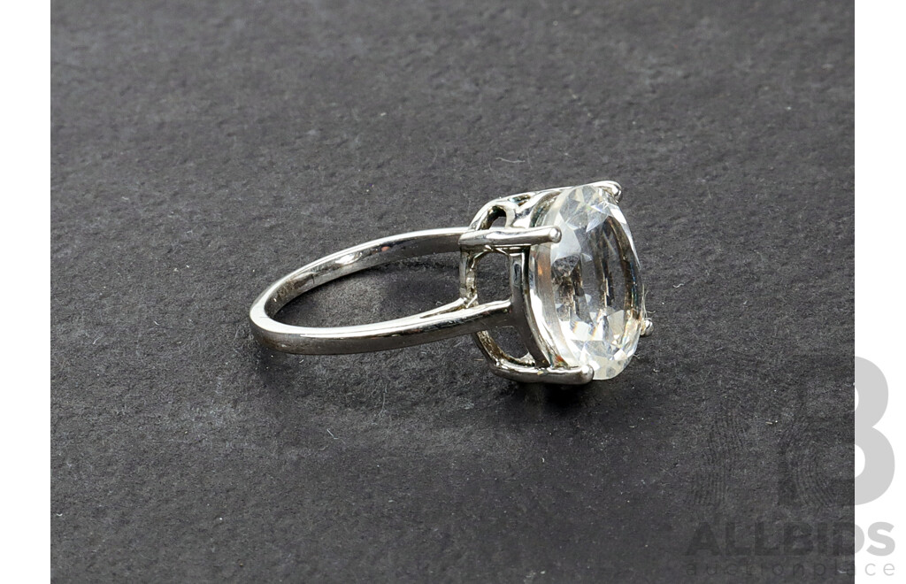 Sterling Silver White Topaz Ring, Size L, 2.97 Grams, 925