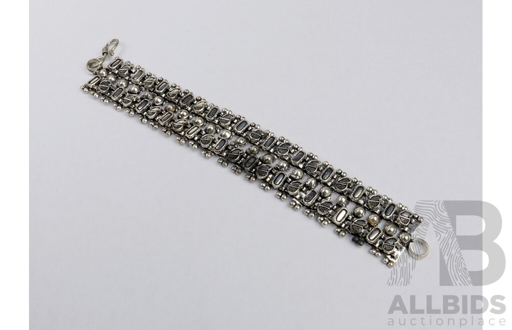 Tibetan Silver Bracelet, 25mm Wide, 20cm in Length