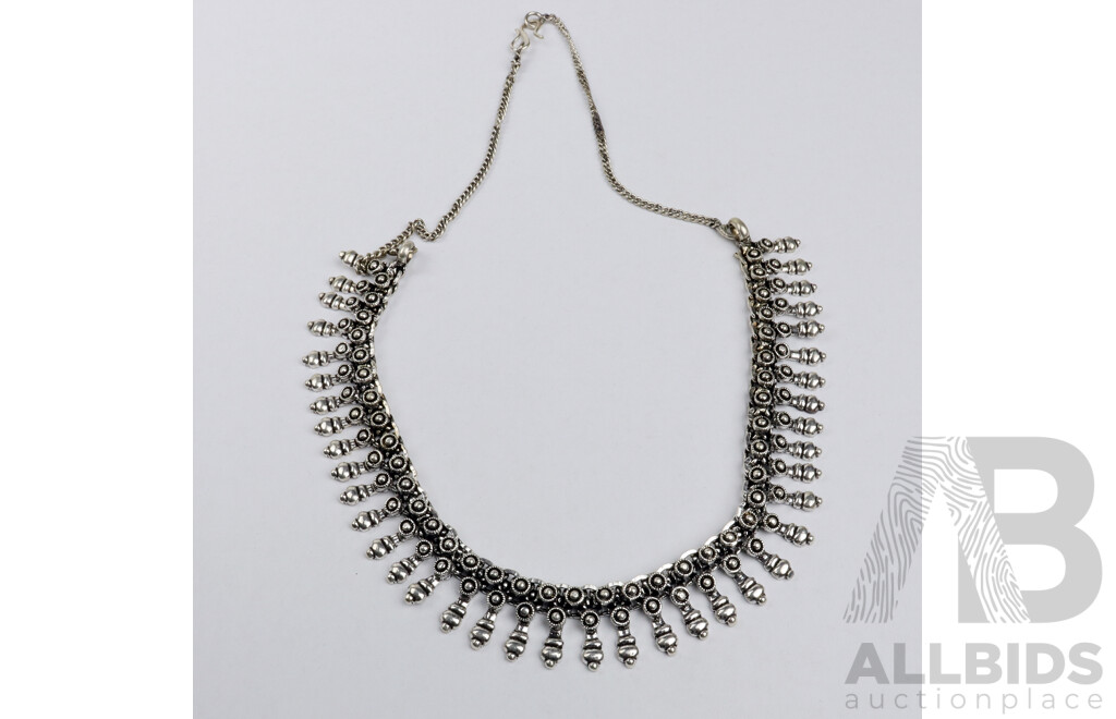 Tibetan Silver Collar Necklace, 20mm Wide, 52cm Long