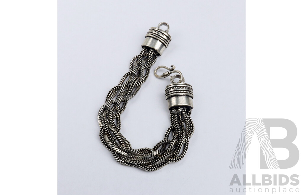 Tibetan Silver 5 Chain Plat Bracelet, 18mm Wide, 20.5cm in Length