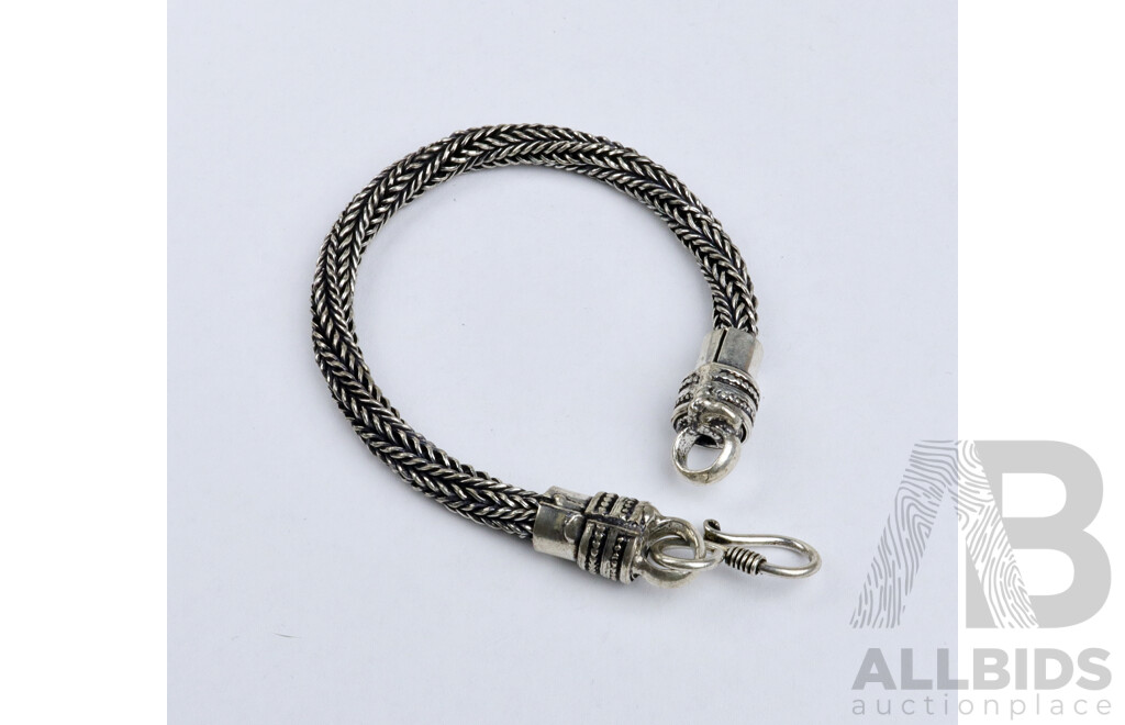 Tibetan Silver Rope Twist Bracelet, 6mm Wide, 20.5cm in Length