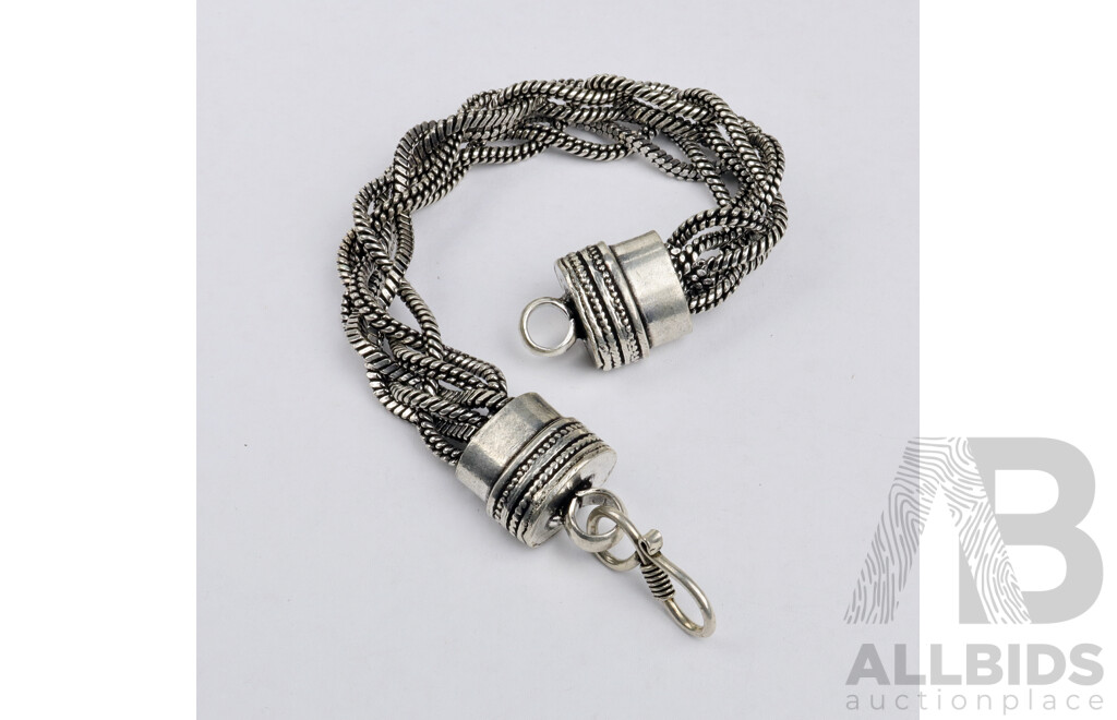 Tibetan Silver 5 Chain Plat Bracelet, 12.5mm Wide, 21cm in Length
