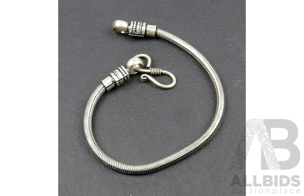 Tibetan Silver Snake Chain Bracelet, 38mm Wide, 22cm in Length
