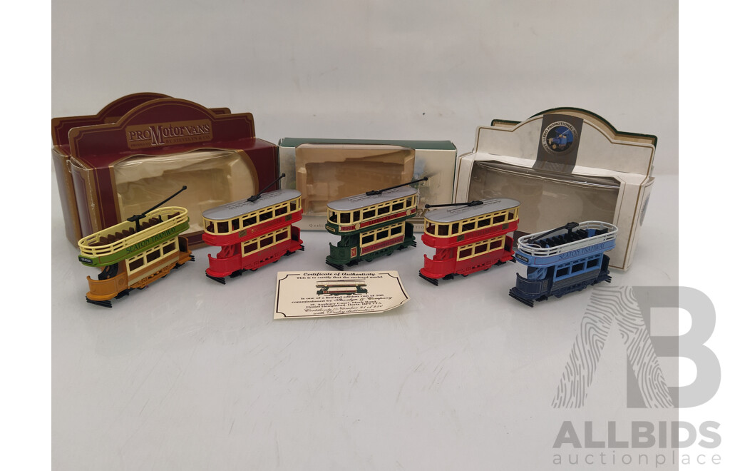 Lledo Trams Including Lledo Show Tram - Lot of 5