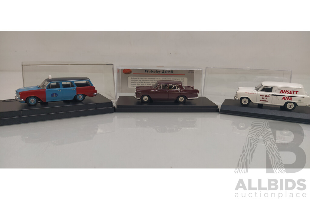 Trax Holden EJ Station Wagon, Wolseley 24/80 and Holden FC Panel Van - Lot of 3