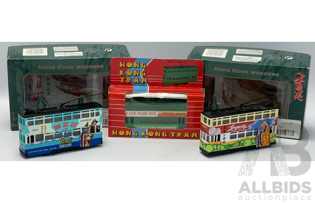 Hong Kong Diecast Trolley Trams - Lot of 3