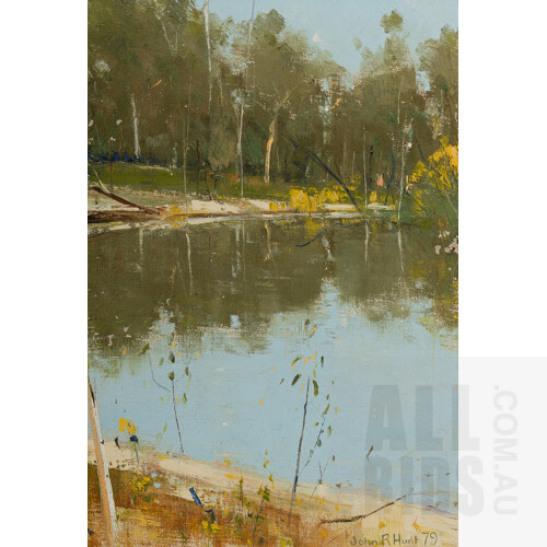 John Ross HUNT (born 1956), 'A Bend in the Yarra (Templestowe),' 1979, Oil on Canvas, 34x24cm (image) 49x39cm (frame)
