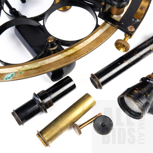 Good Early 20th Century H. Hughes & Son Ltd, London Sextant, with Four Lens Variations