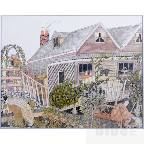 Dougal Ramsay (born 1948), Gardening Queensland Style Parts I & II, Pencil and Ink, each 51 x 76 cm (2)