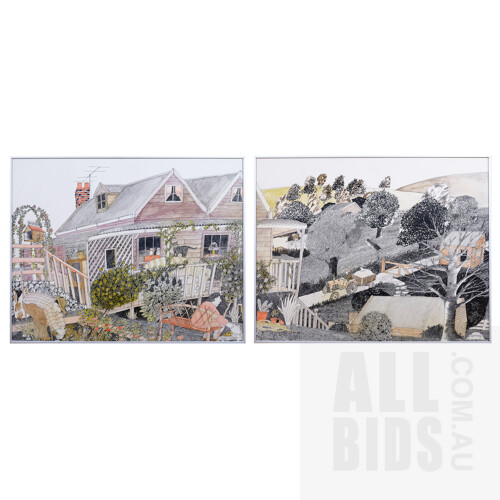 Dougal Ramsay (born 1948), Gardening Queensland Style Parts I & II, Pencil and Ink, each 51 x 76 cm (2)