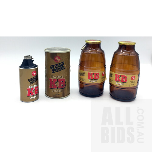 Assorted KB Beer Memorabilia Including Two Small Glass Bottles , Lighter And Small Radio