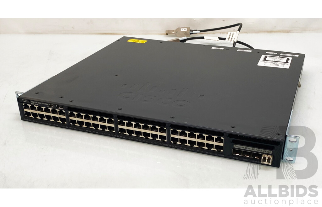Cisco (WS-C3650-48PD-S) Catalyst 3650 2X10G 48-Port PoE+ Gigabit Ethernet Switch