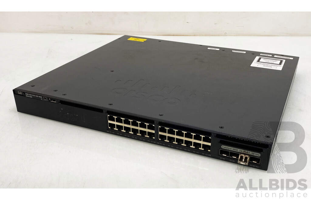 Cisco (WS-C3650-24D-S) Catalyst 3650 2X10G 24-Port PoE+ Gigabit Ethernet Switch